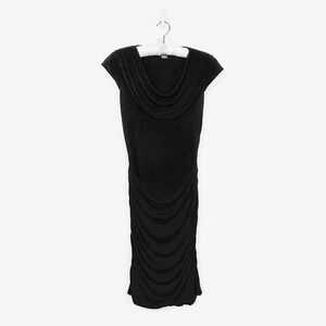 Per Se Draped Midi Dress Size 8‎ Black Cocktail Semi-Formal Event Quiet Luxury